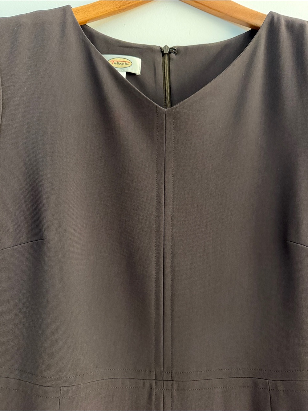 Talbots Brown Short-Sleeve Fit-and-Flare Lined Dress - Picture 6 of 12